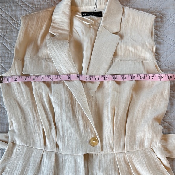 Zara Cream Blazer Collar Jumpsuit with Belt - Picture 10 of 11